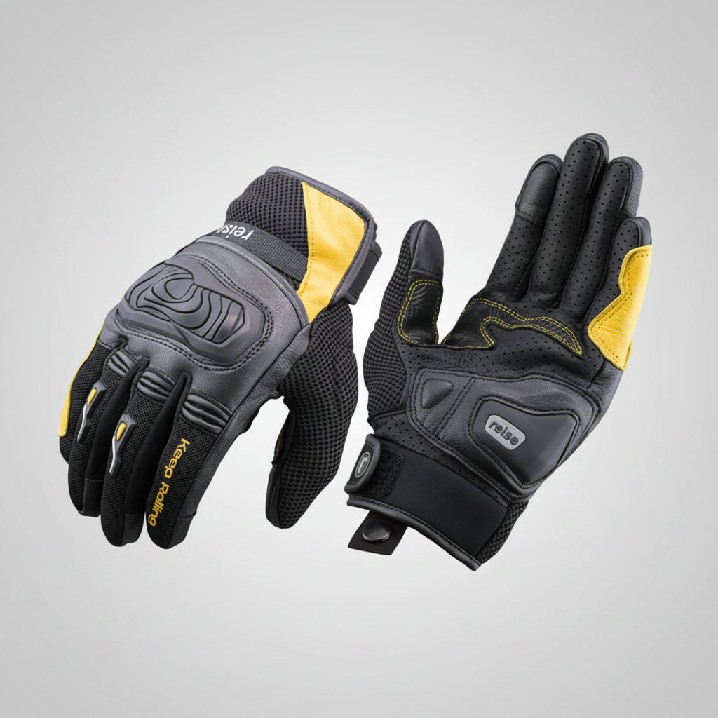 Reise Austra Yellow Motorcycle Riding Gloves