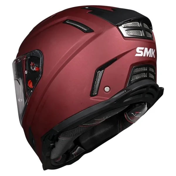 SMK Agnar Solid Full Face Helmet – Wine Red MA300 | ECE 22.06 Certified Motorcycle Helmet