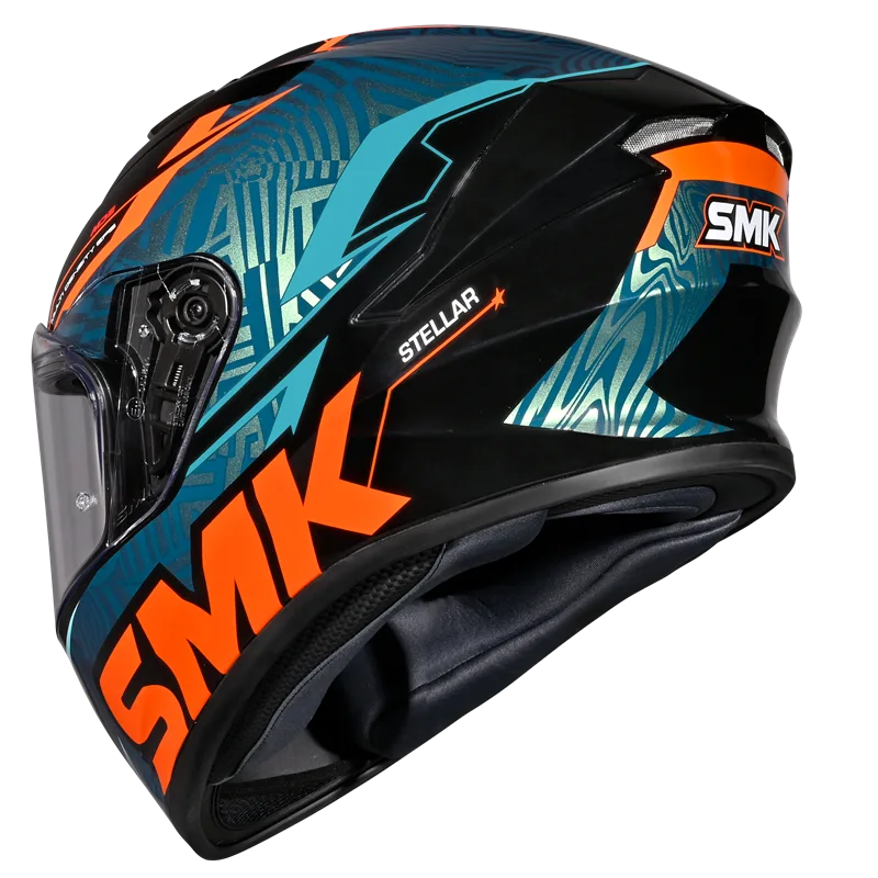 SMK Stellar Fury Full Face Helmet | ECE 22.06 Certified Sport Touring Helmet Graphic Chameleon (GL257C)