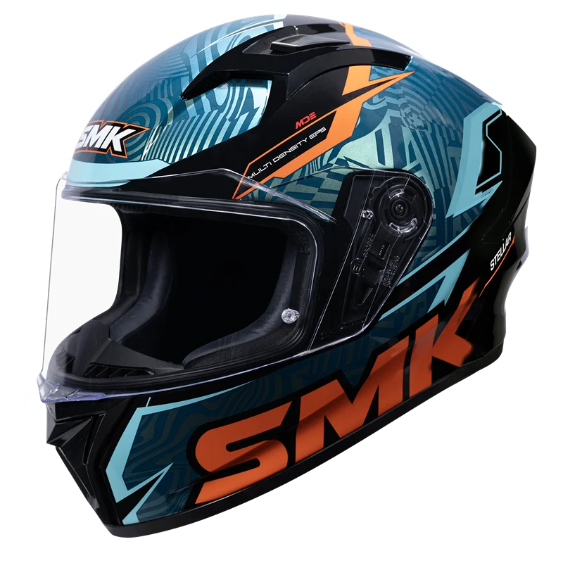 SMK Stellar Fury Full Face Helmet | ECE 22.06 Certified Sport Touring Helmet Graphic Chameleon (GL257C)