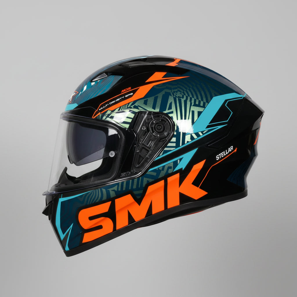 SMK Stellar Fury Full Face Helmet | ECE 22.06 Certified Sport Touring Helmet Graphic Chameleon (GL257C)