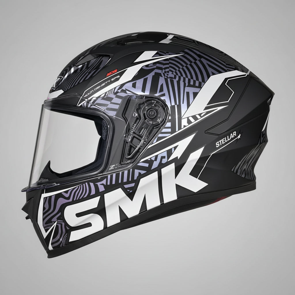 SMK Stellar Fury Full Face Helmet | ECE 22.06 Certified Sport Touring Helmet Graphic Chameleon (GL266C)