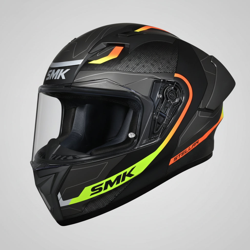 SMK Stellar Sport Flight Full Face Helmet | ECE 22.06 Certified Sport Riding Helmet GRPS (MA264)
