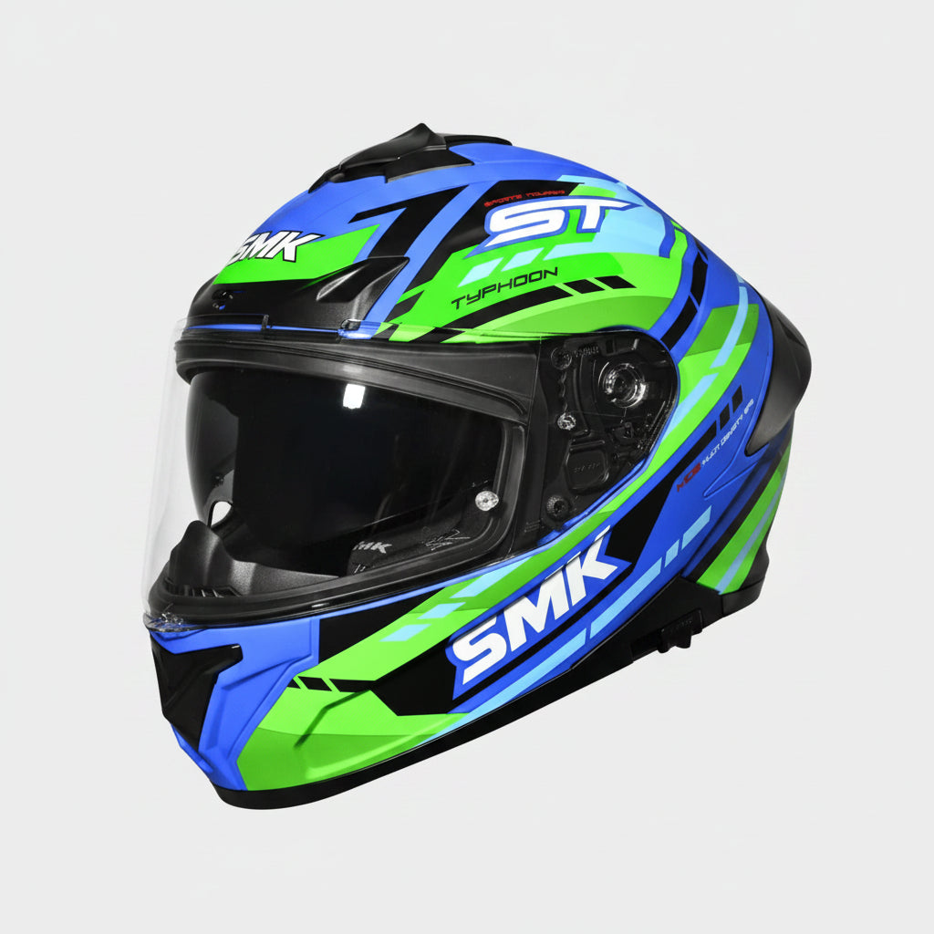 SMK Typhoon Sports Tourer Full Face Helmet | ECE 22.06 Certified Touring Helmet - Graphic (GL585)