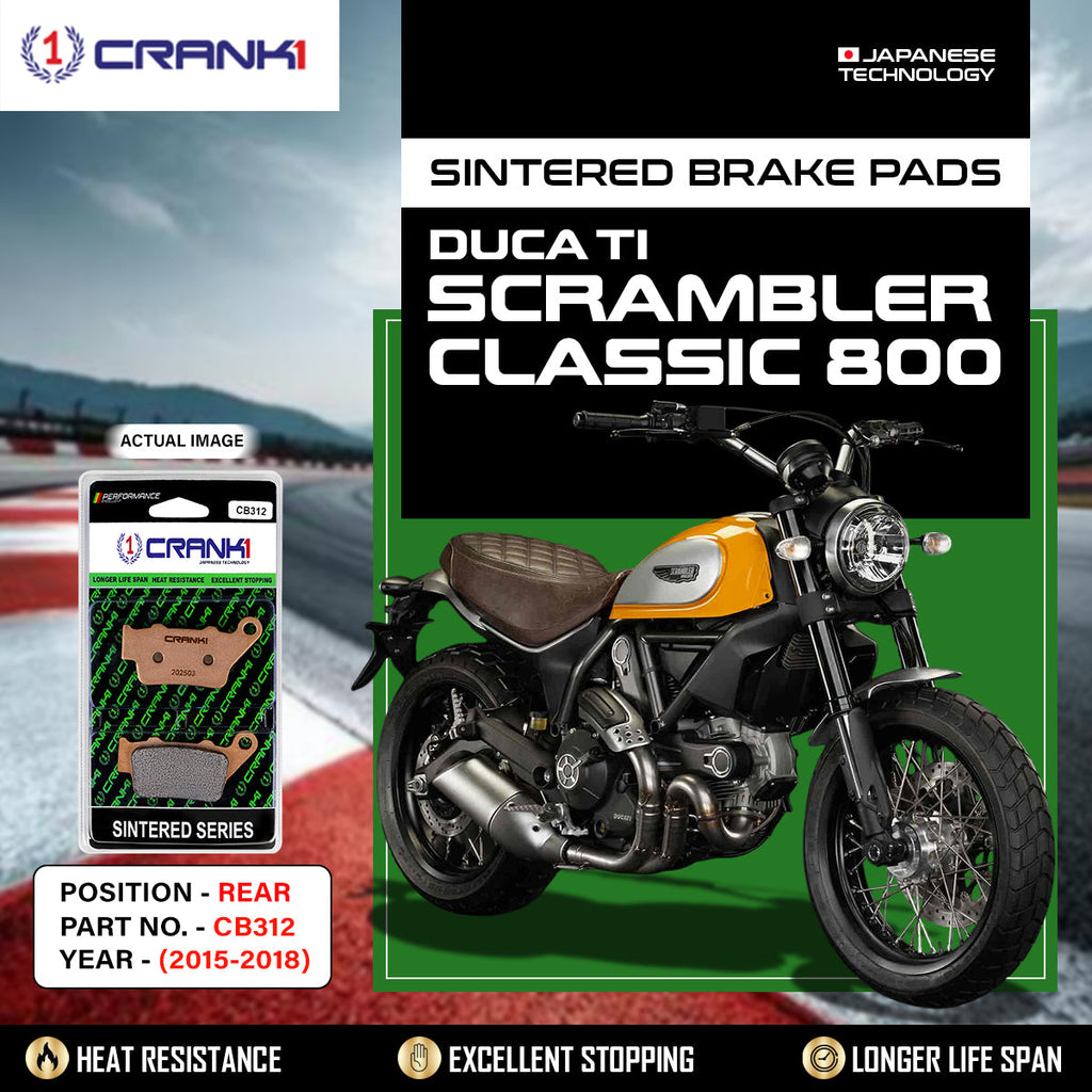Sintered Brake Pads For Ducati Scrambler Classic 800	(2015-2018) - Rear - CB312 - 1 Set - CRANK1