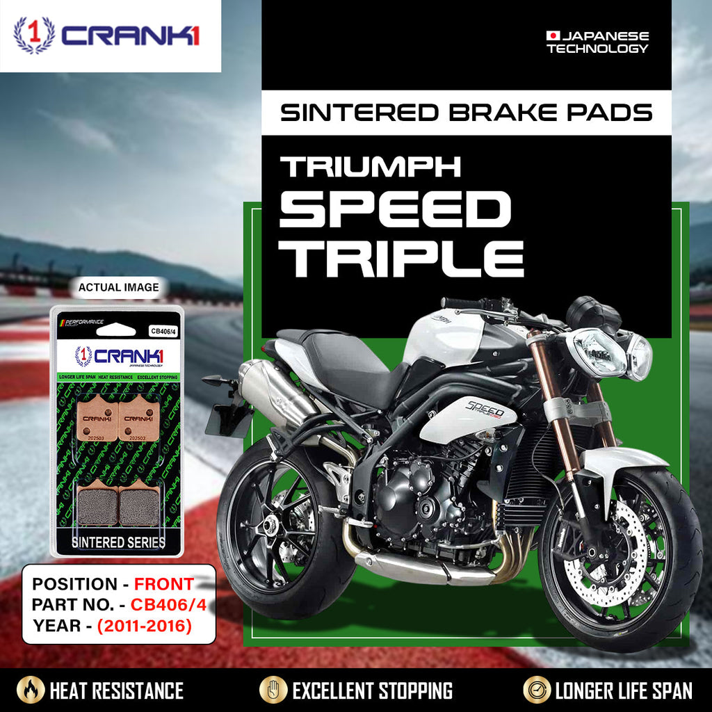 Sintered Brake Pads For Triumph Speed Triple (2011-2016) - Front - CB406/4 - 2 Sets - CRANK1