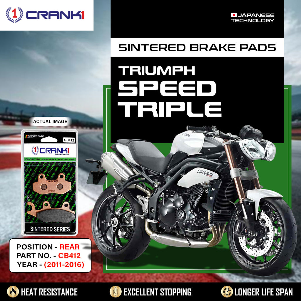 Sintered Brake Pads For Triumph Speed Triple (2011-2016) - Rear - CB412 - 1 Set - CRANK1