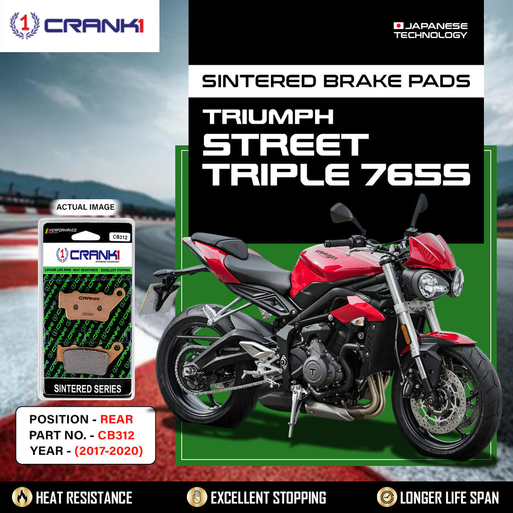 Sintered Brake Pads For Triumph Street Triple 765S (2017-2020) - Rear - CB312 - 1 Set - CRANK1