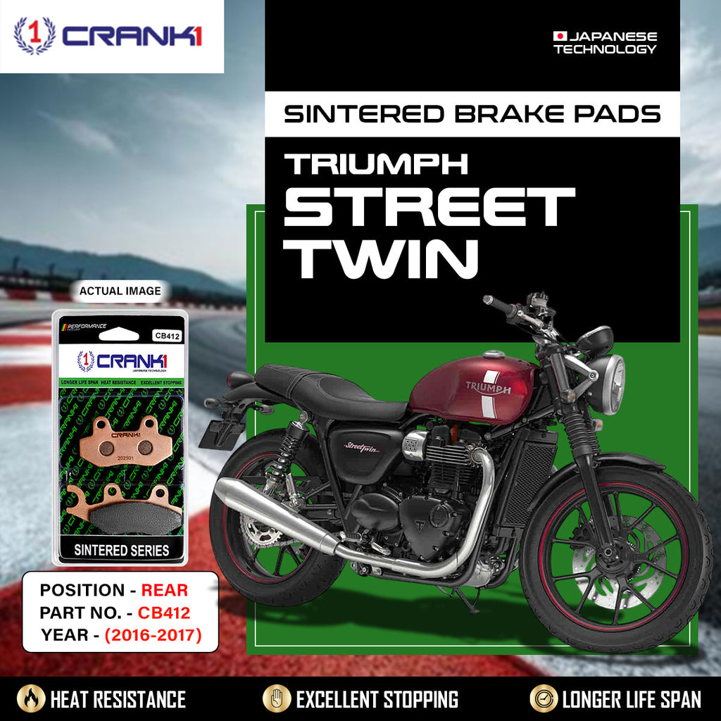 Sintered Brake Pads For Triumph Street Twin (2016-2017) - Rear - CB412 - 1 Set - CRANK1
