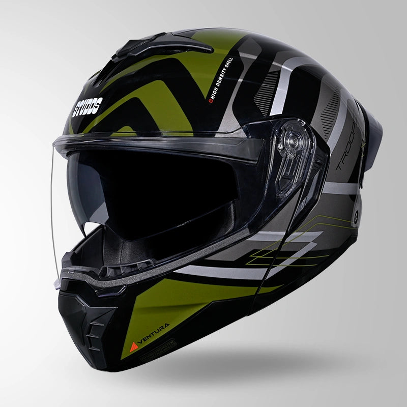 STUDDS Trooper D3 Ventura Decor Flip-Up Full Face Helmet | ISI & DOT Certified Modular Helmet
