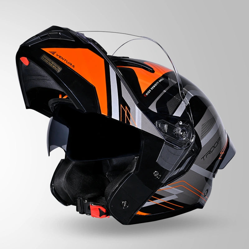 STUDDS Trooper D3 Ventura Decor Flip-Up Full Face Helmet | ISI & DOT Certified Modular Helmet