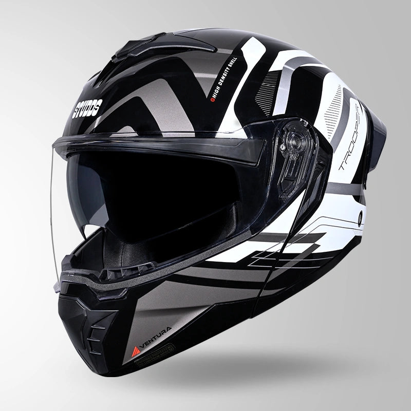 STUDDS Trooper D3 Ventura Decor Flip-Up Full Face Helmet | ISI & DOT Certified Modular Helmet