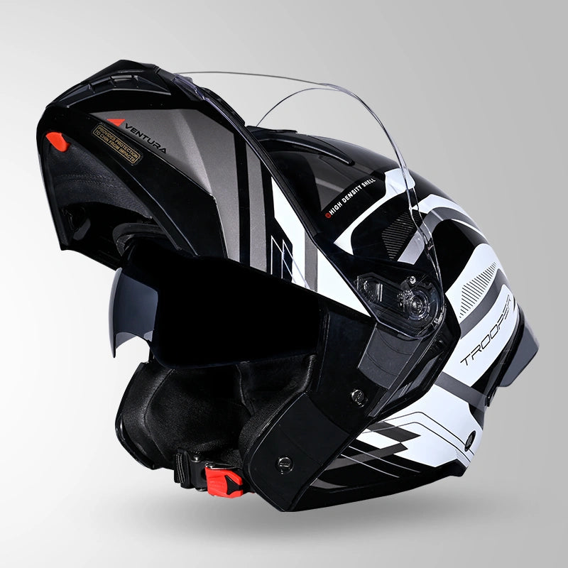 STUDDS Trooper D3 Ventura Decor Flip-Up Full Face Helmet | ISI & DOT Certified Modular Helmet