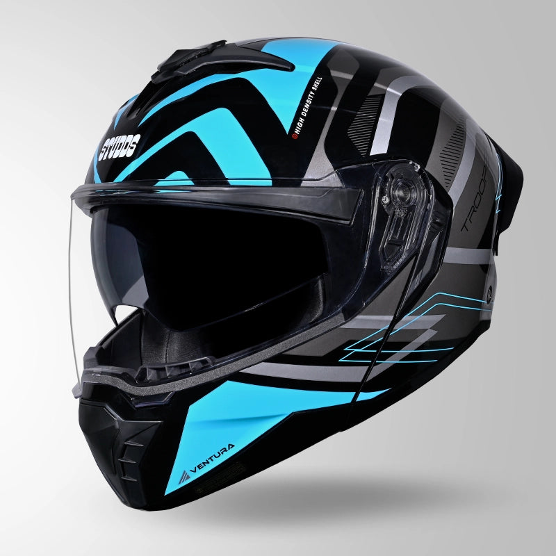 STUDDS Trooper D3 Ventura Decor Flip-Up Full Face Helmet | ISI & DOT Certified Modular Helmet