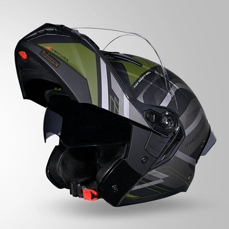 STUDDS Trooper D3 Ventura Decor Flip-Up Full Face Helmet | ISI & DOT Certified Modular Helmet