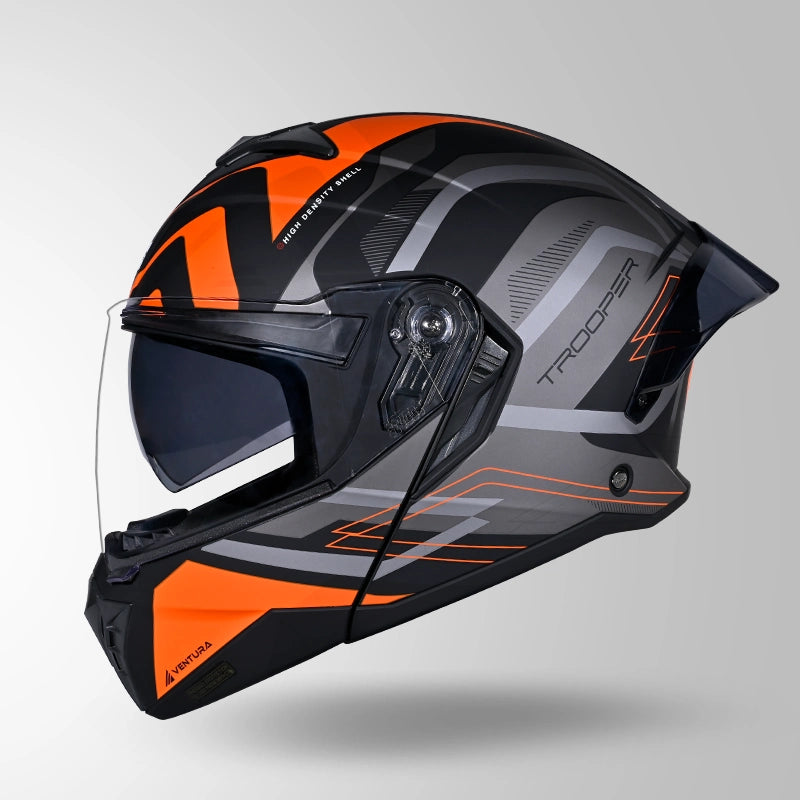 STUDDS Trooper D3 Ventura Decor Flip-Up Full Face Helmet | ISI & DOT Certified Modular Helmet