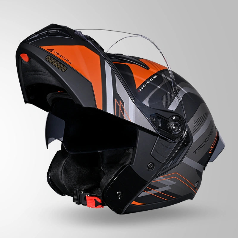 STUDDS Trooper D3 Ventura Decor Flip-Up Full Face Helmet | ISI & DOT Certified Modular Helmet