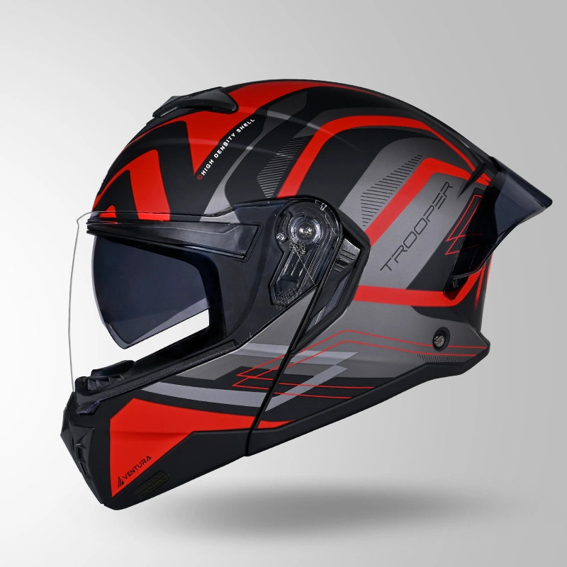 STUDDS Trooper D3 Ventura Decor Flip-Up Full Face Helmet | ISI & DOT Certified Modular Helmet