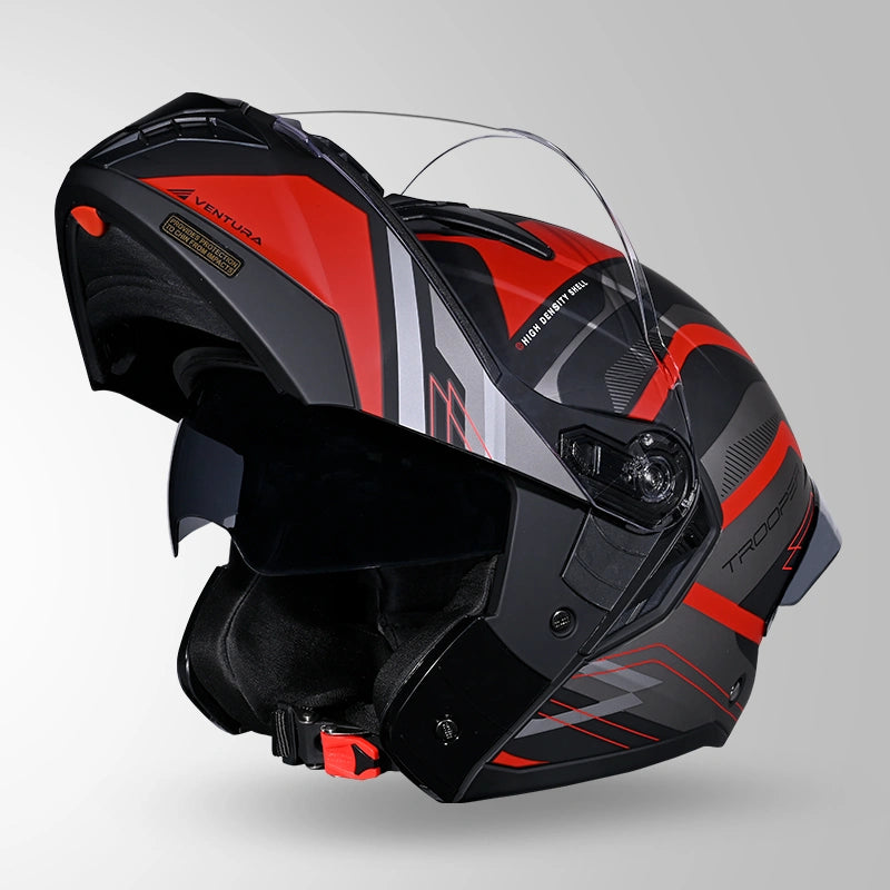 STUDDS Trooper D3 Ventura Decor Flip-Up Full Face Helmet | ISI & DOT Certified Modular Helmet