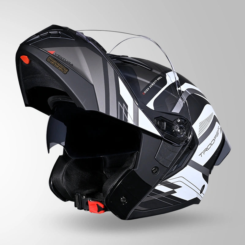 STUDDS Trooper D3 Ventura Decor Flip-Up Full Face Helmet | ISI & DOT Certified Modular Helmet