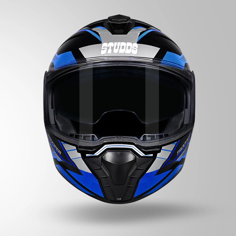 STUDDS Trooper D4 Race Decor Blue Flip-Up Full Face Helmet | ISI & DOT Certified Modular Helmet