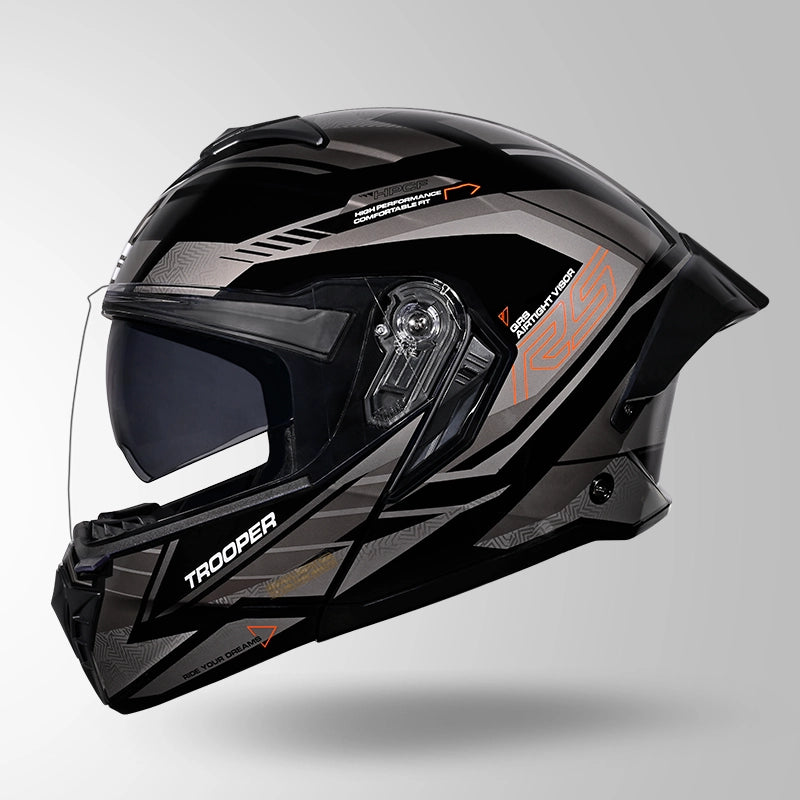 STUDDS Trooper D4 Race Decor Blue Flip-Up Full Face Helmet | ISI & DOT Certified Modular Helmet