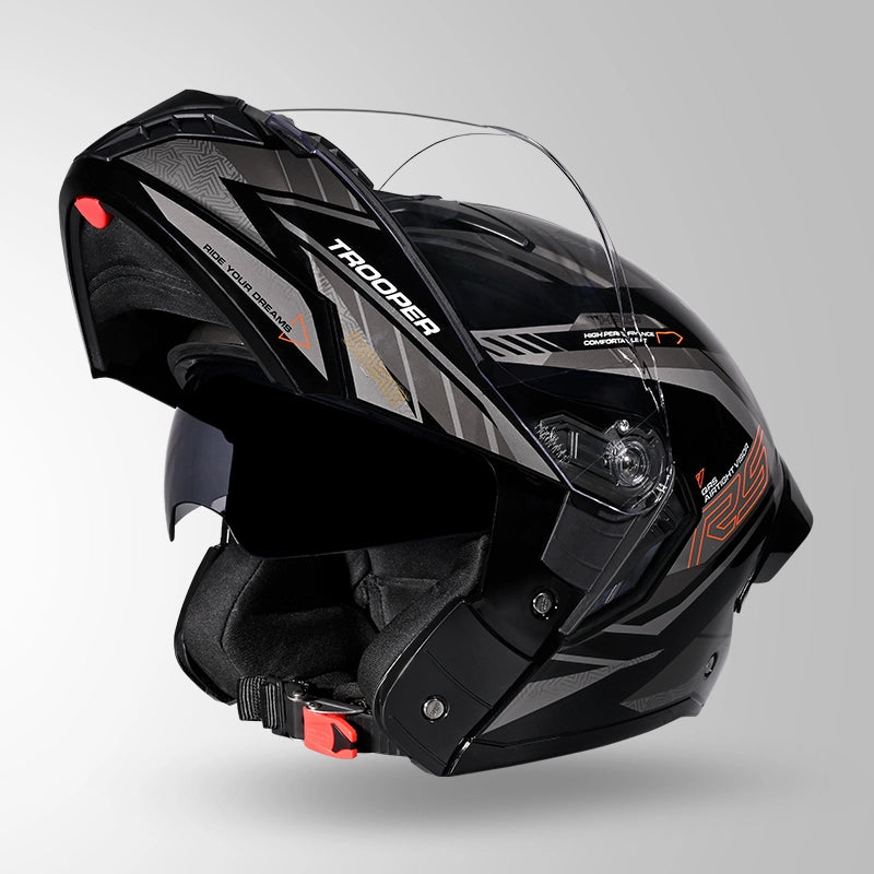 STUDDS Trooper D4 Race Decor Blue Flip-Up Full Face Helmet | ISI & DOT Certified Modular Helmet