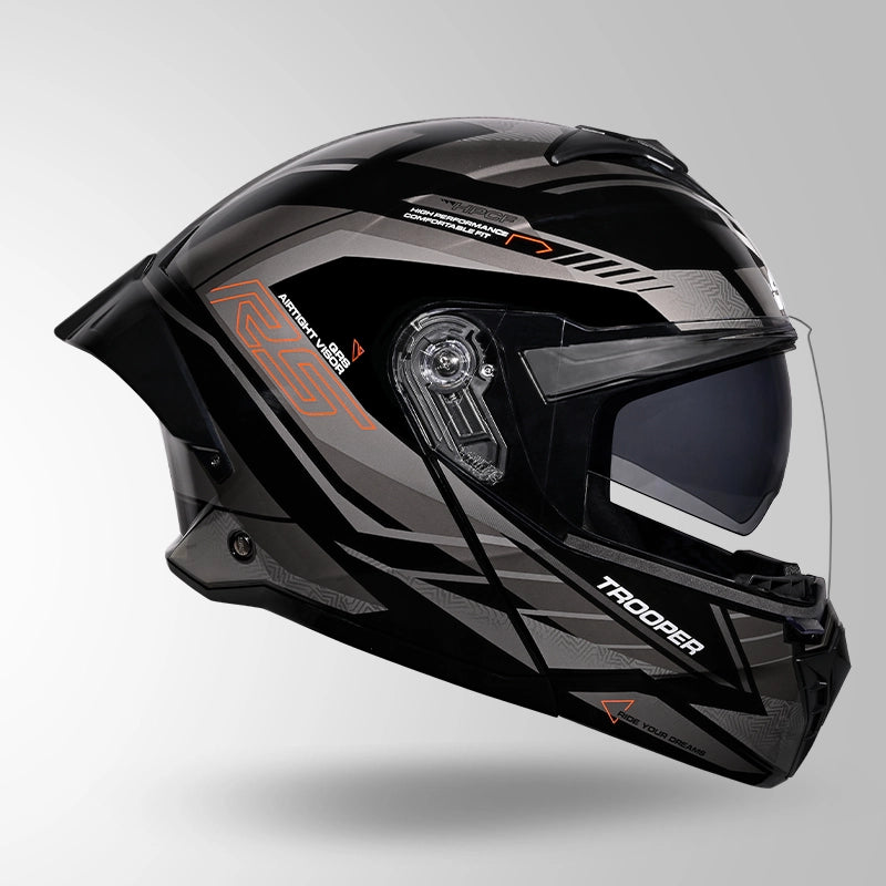 STUDDS Trooper D4 Race Decor Blue Flip-Up Full Face Helmet | ISI & DOT Certified Modular Helmet