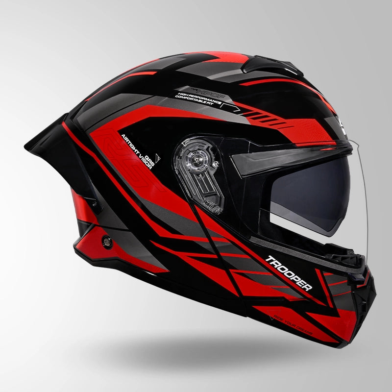 STUDDS Trooper D4 Race Decor Blue Flip-Up Full Face Helmet | ISI & DOT Certified Modular Helmet