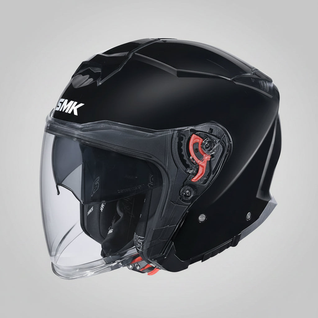 SMK GTJ Solid Open Face Helmet | ECE 22.06 Certified Touring Helmet -  Black (GL200)