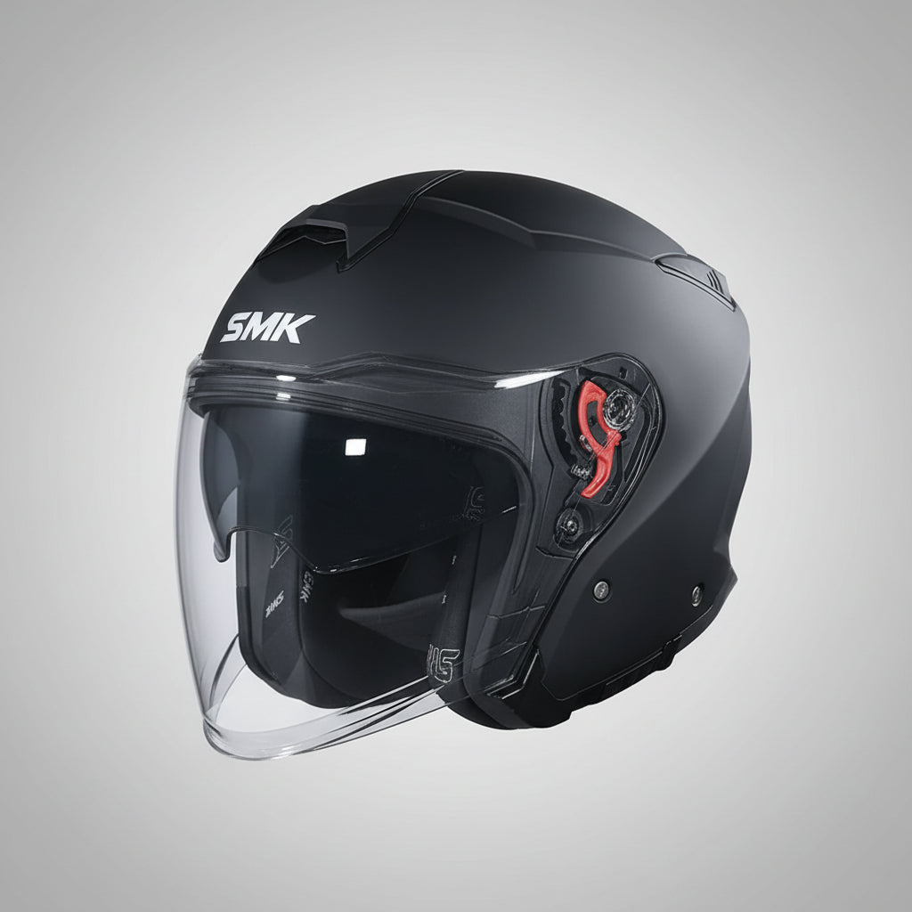 SMK GTJ Solid Open Face Helmet | ECE 22.06 Certified Touring Helmet - Black (MA200)