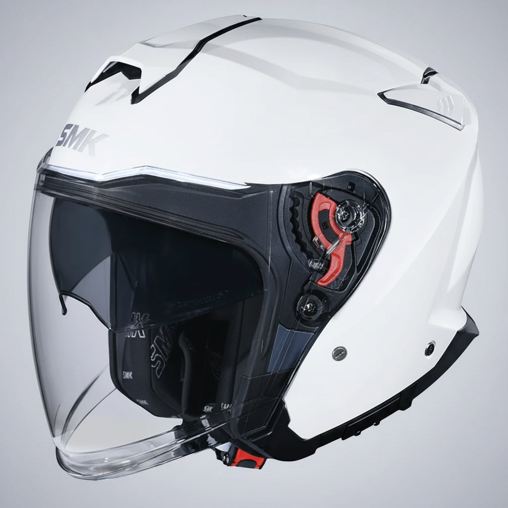 SMK GTJ Solid Open Face Helmet | ECE 22.06 Certified Touring Helmet - White (GL100)