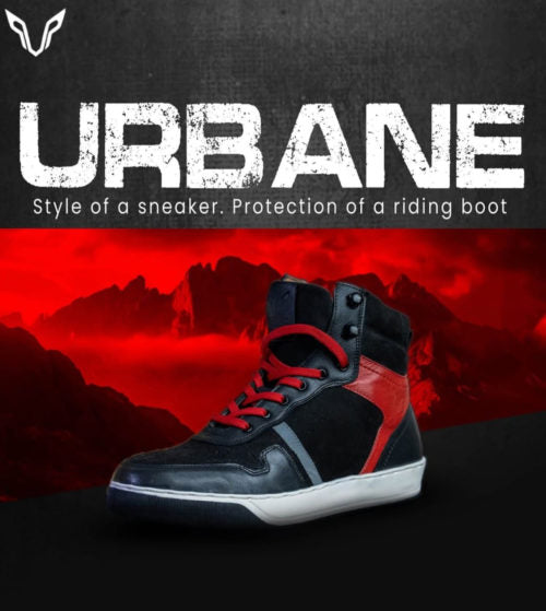 Amaroq Urbane Red Black Motorcycle Riding Boots | Reinforced Protection & All-Day Comfort