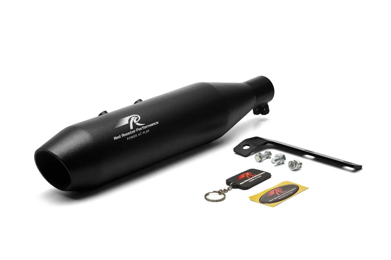 Red Rooster Performance Rumbler Max Exhaust for Royal Enfield Hunter 350 – Polish, Matte and Black